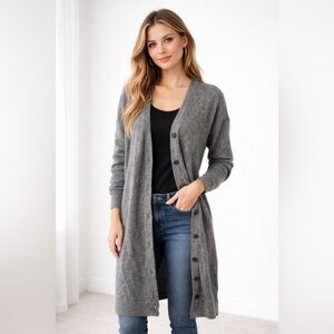 ANN TAYLOR Womens Wool Blend Long Cardigan Sweater Size Large Soft Academia